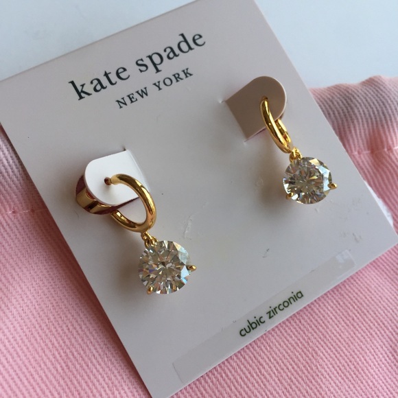 🆕 Kate Spade Cubic Zirconia Prong Huggie Earrings - Picture 3 of 7